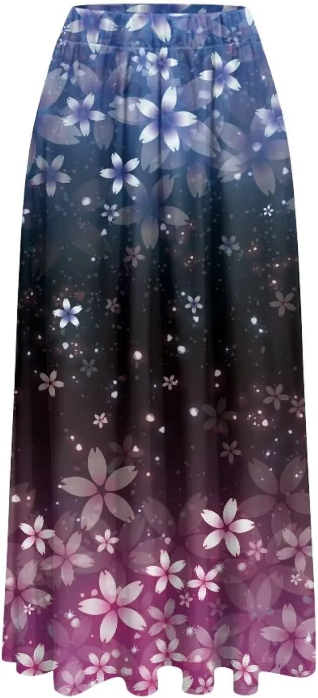 Long Skirt with Pockets for Women Summer High Waist A-line Swing Novelty Skirt Size S-2XL