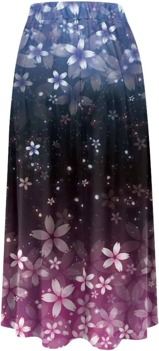 Long Skirt with Pockets for Women Summer High Waist A-line Swing Novelty Skirt Size S-2XL