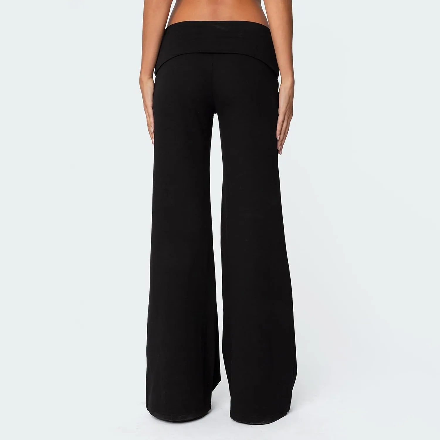 Lounge Yoga Pants for Women Fold Over Low Waist Wide Leg Sweatpants Flare Leggings Bell Bottoms Y2K Foldover Pants