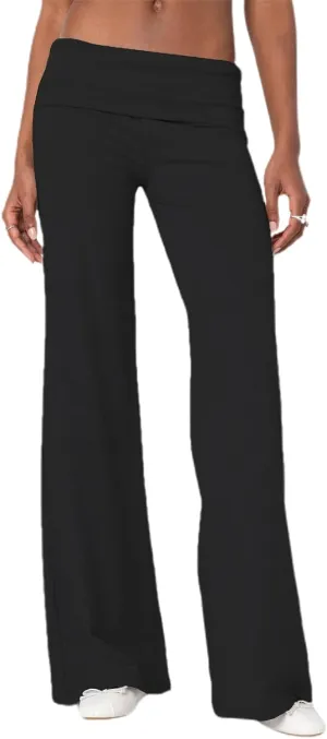 Lounge Yoga Pants for Women Fold Over Low Waist Wide Leg Sweatpants Flare Leggings Bell Bottoms Y2K Foldover Pants