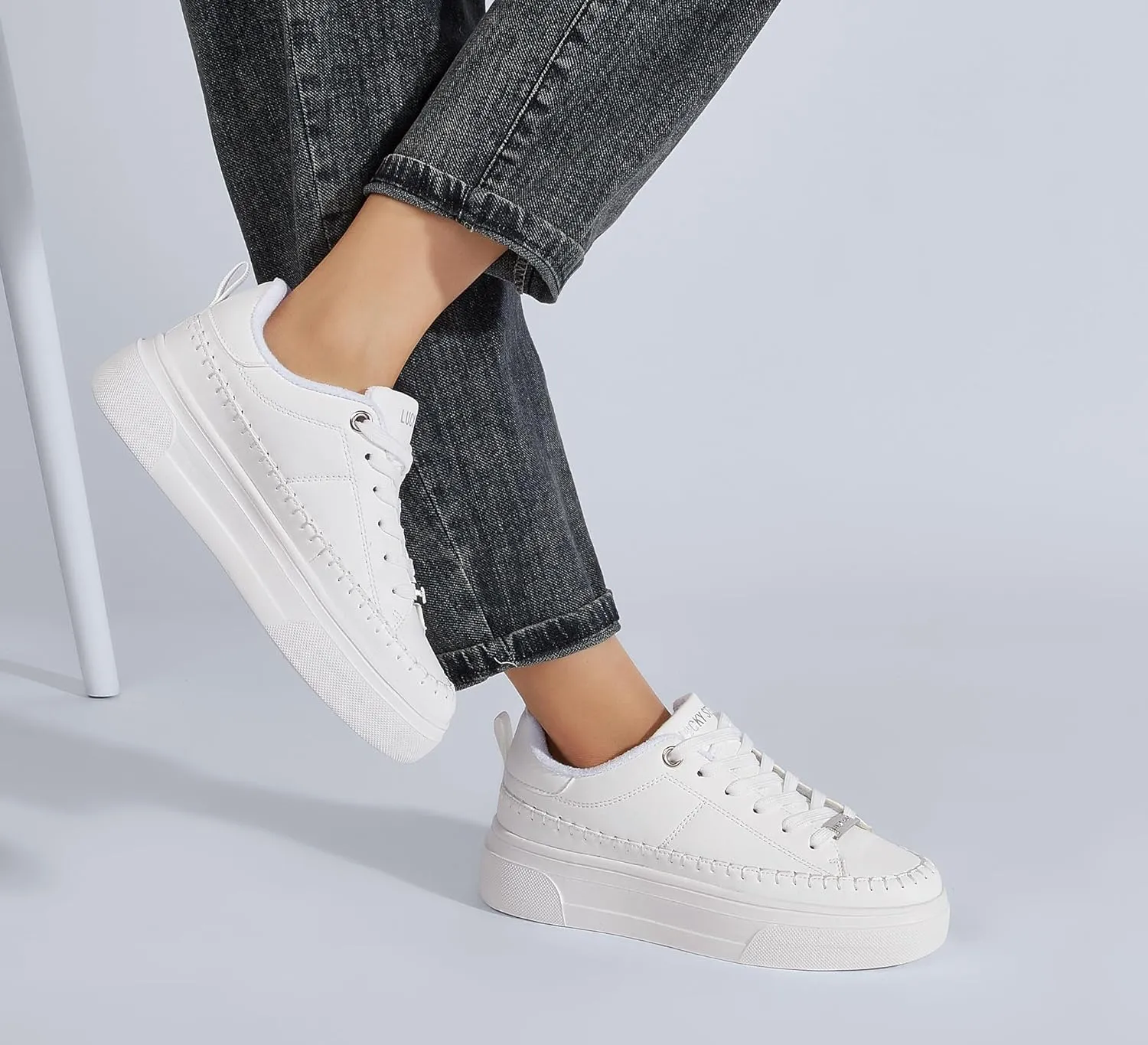 LUCKY STEP Platform Glitter Sneakers for Women Fashion Sparkly Bling Shiny Low Top Tennis Sneakers Faux Leather Casual Walking Shoes