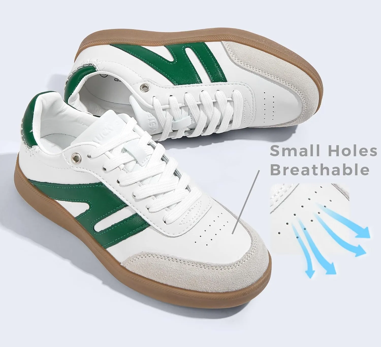 LUCKY STEP Women Classic Retro Gum Sole Fashion Sneakers Casual Tennis Skate Shoe Genuine Leather Walking Footwear Anti Slip Trainers
