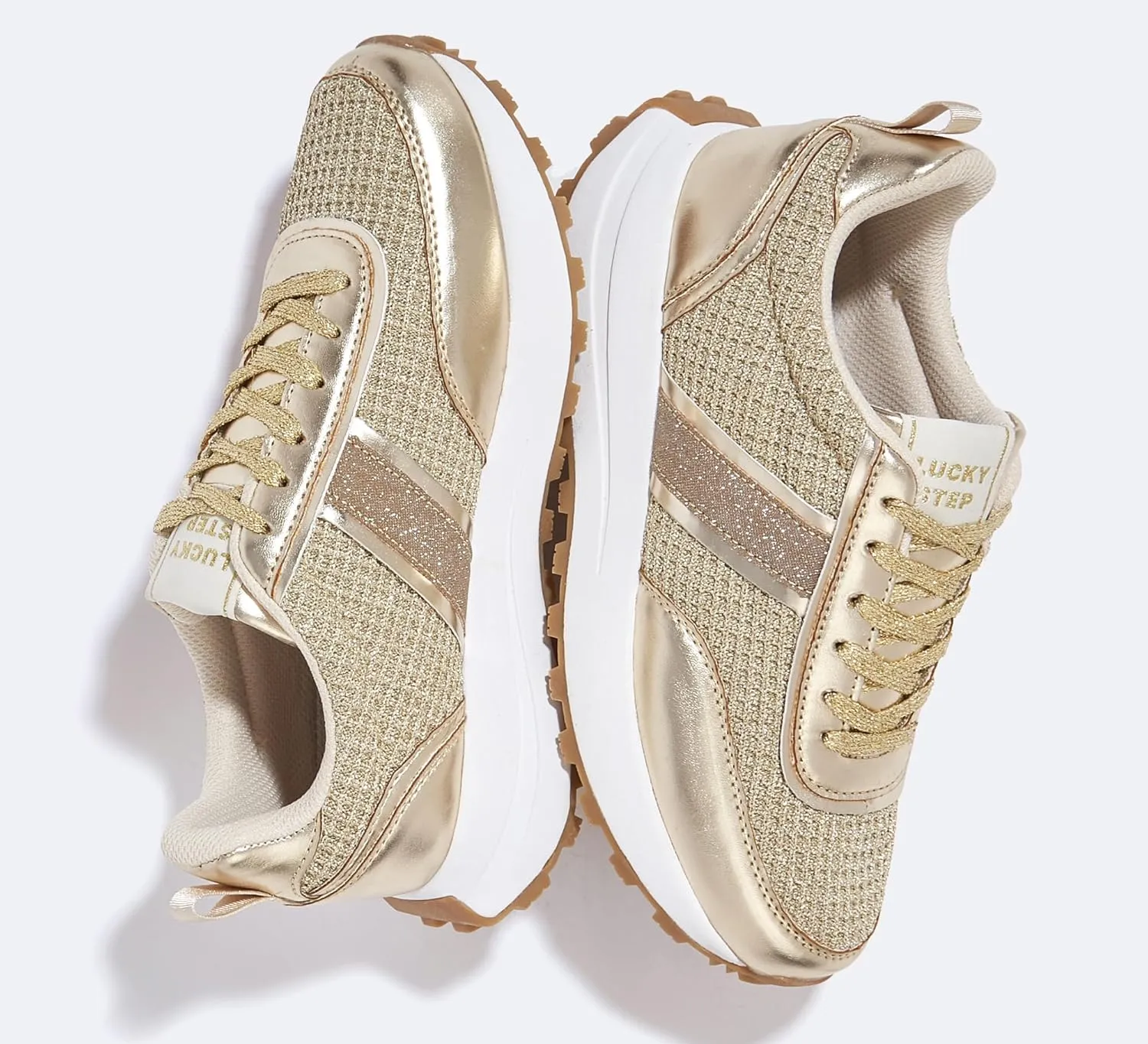 LUCKY STEP Women Platform Walking Shoe Fashion Retro Classic Casual Trainers Braided Rhinestone Sneakers Tennis Running Walking Shoes