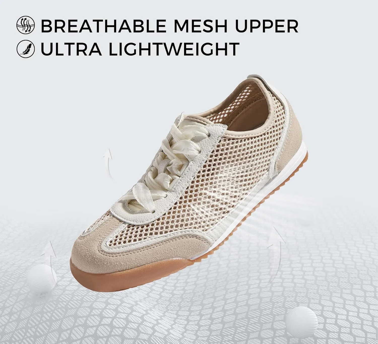 LUCKY STEP Women's Mesh Casual Fashion Sneakers Retro Breathable Walking Shoes Lightweight Classic Tennis Trainers