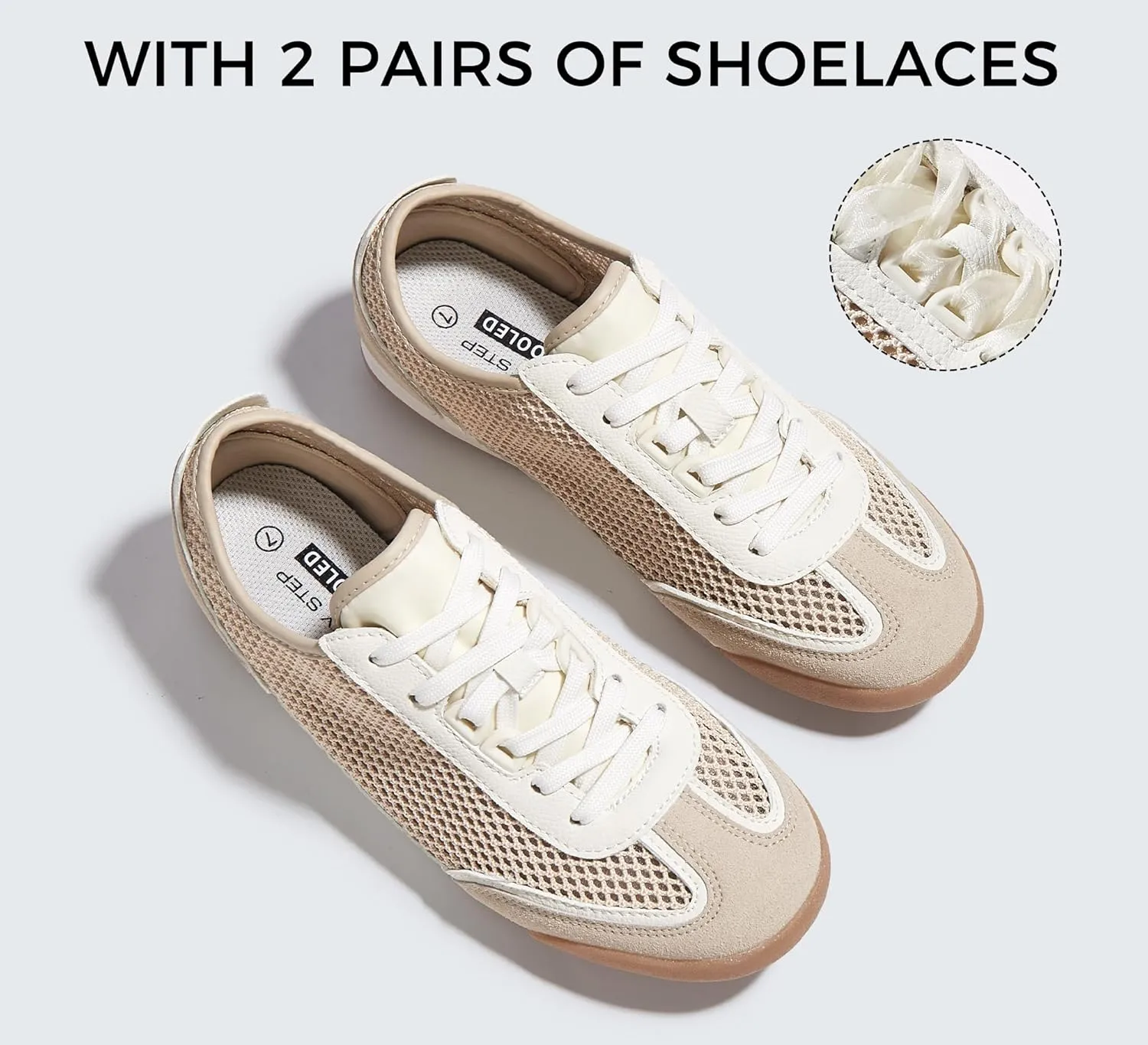 LUCKY STEP Women's Mesh Casual Fashion Sneakers Retro Breathable Walking Shoes Lightweight Classic Tennis Trainers