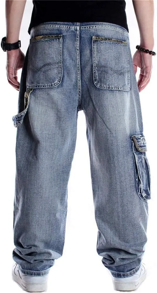 LUOBANIU Men's Baggy Jeans Hip Hop Jeans Loose fit 90s Vintage Cargo Jeans Denim Pants Fashion Dance Skater Skateboard Pants