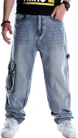 LUOBANIU Men's Baggy Jeans Hip Hop Jeans Loose fit 90s Vintage Cargo Jeans Denim Pants Fashion Dance Skater Skateboard Pants