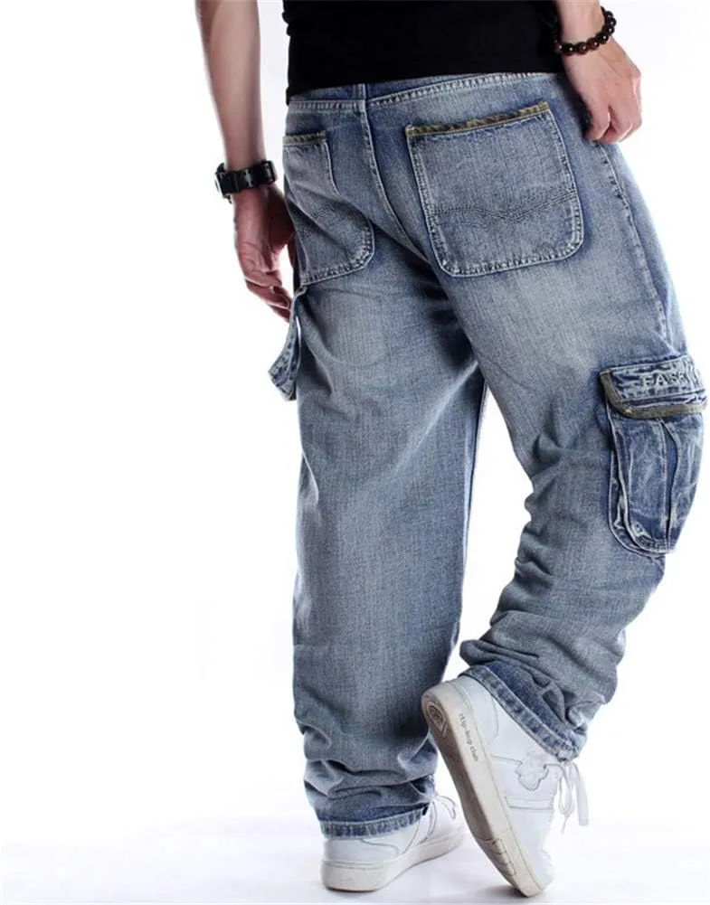 LUOBANIU Men's Baggy Jeans Hip Hop Jeans Loose fit 90s Vintage Cargo Jeans Denim Pants Fashion Dance Skater Skateboard Pants