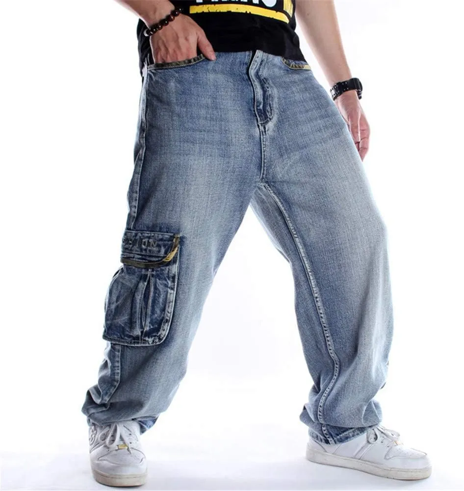 LUOBANIU Men's Baggy Jeans Hip Hop Jeans Loose fit 90s Vintage Cargo Jeans Denim Pants Fashion Dance Skater Skateboard Pants