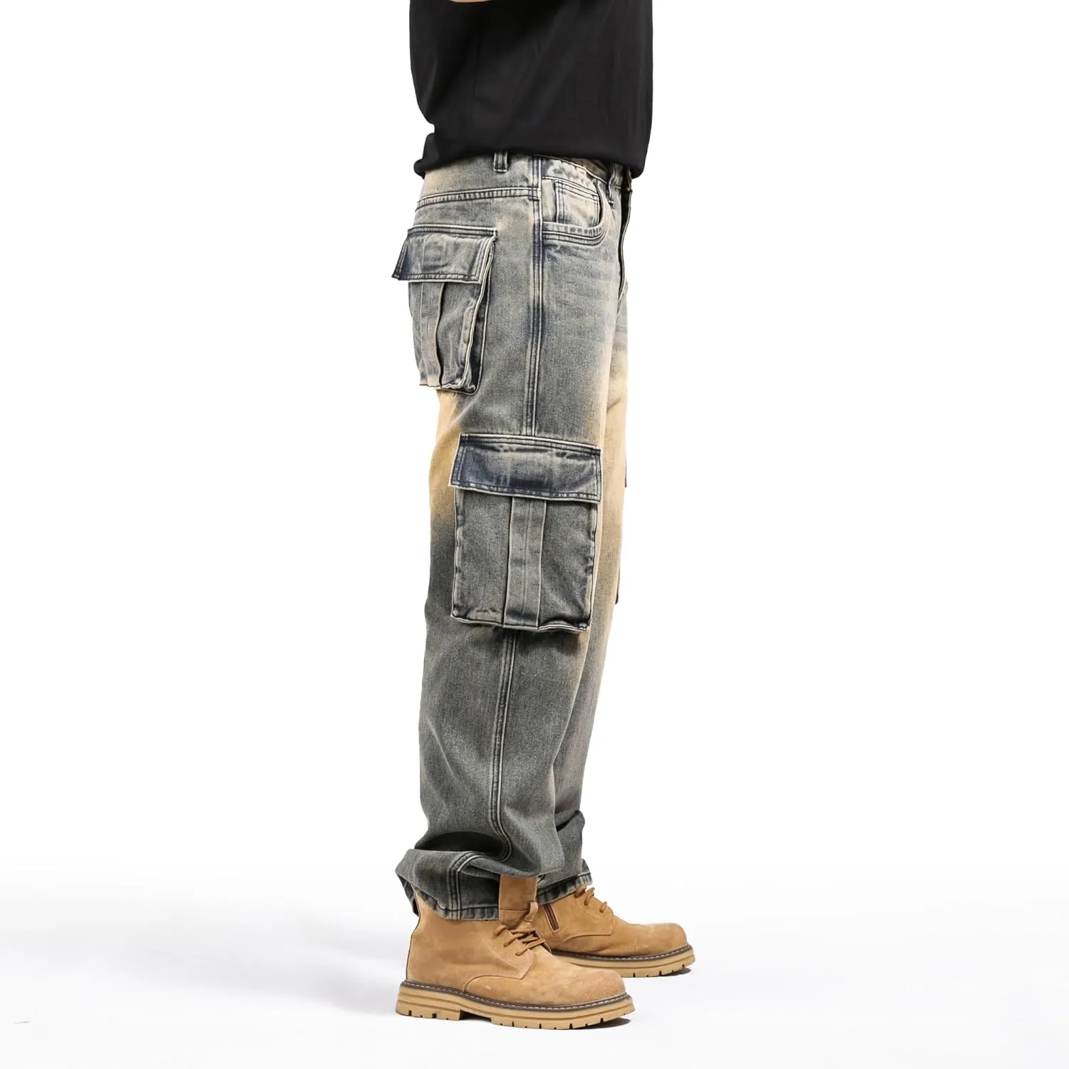 LUOBANIU Men's Baggy Jeans Hip Hop Loose fit 90s Vintage Cargo Denim Fashion Dance Skater Skateboard Pants