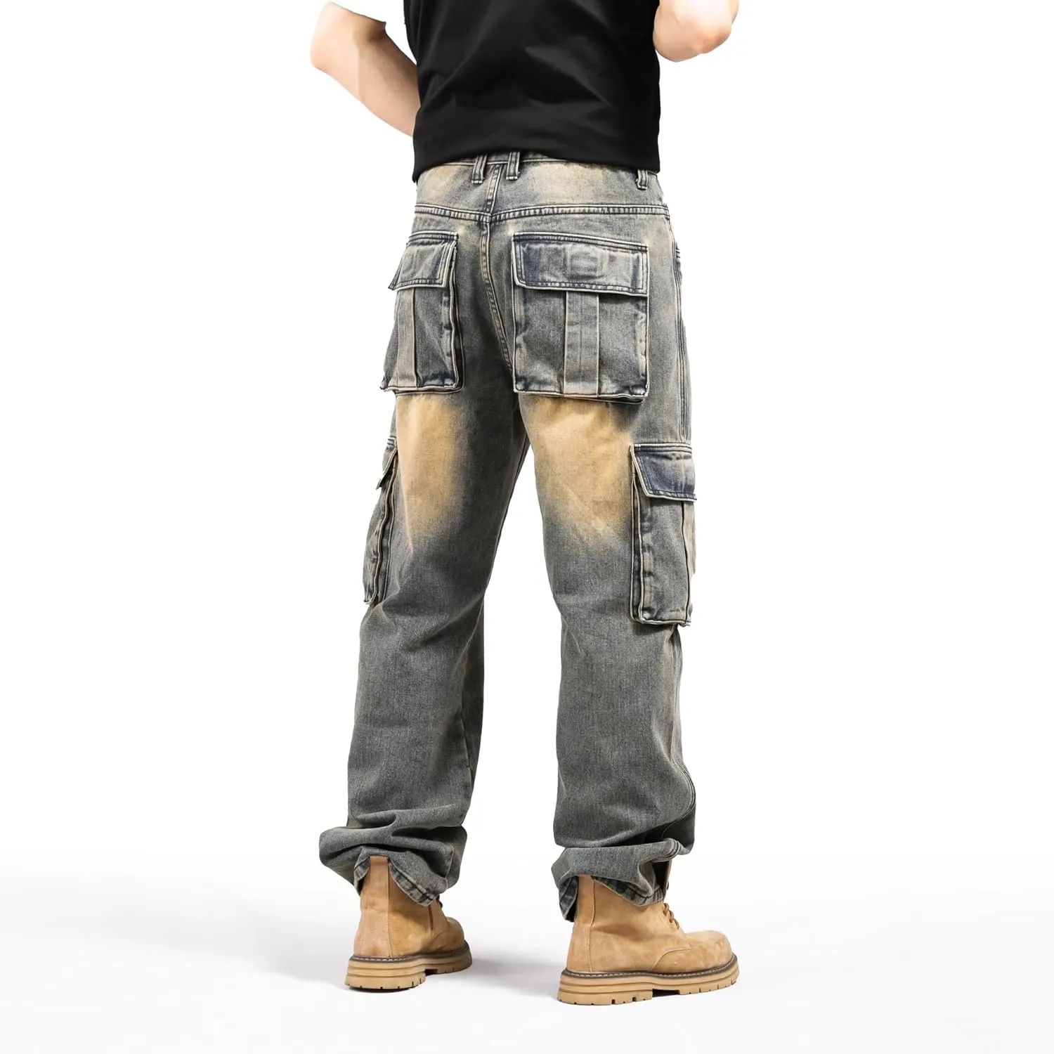 LUOBANIU Men's Baggy Jeans Hip Hop Loose fit 90s Vintage Cargo Denim Fashion Dance Skater Skateboard Pants