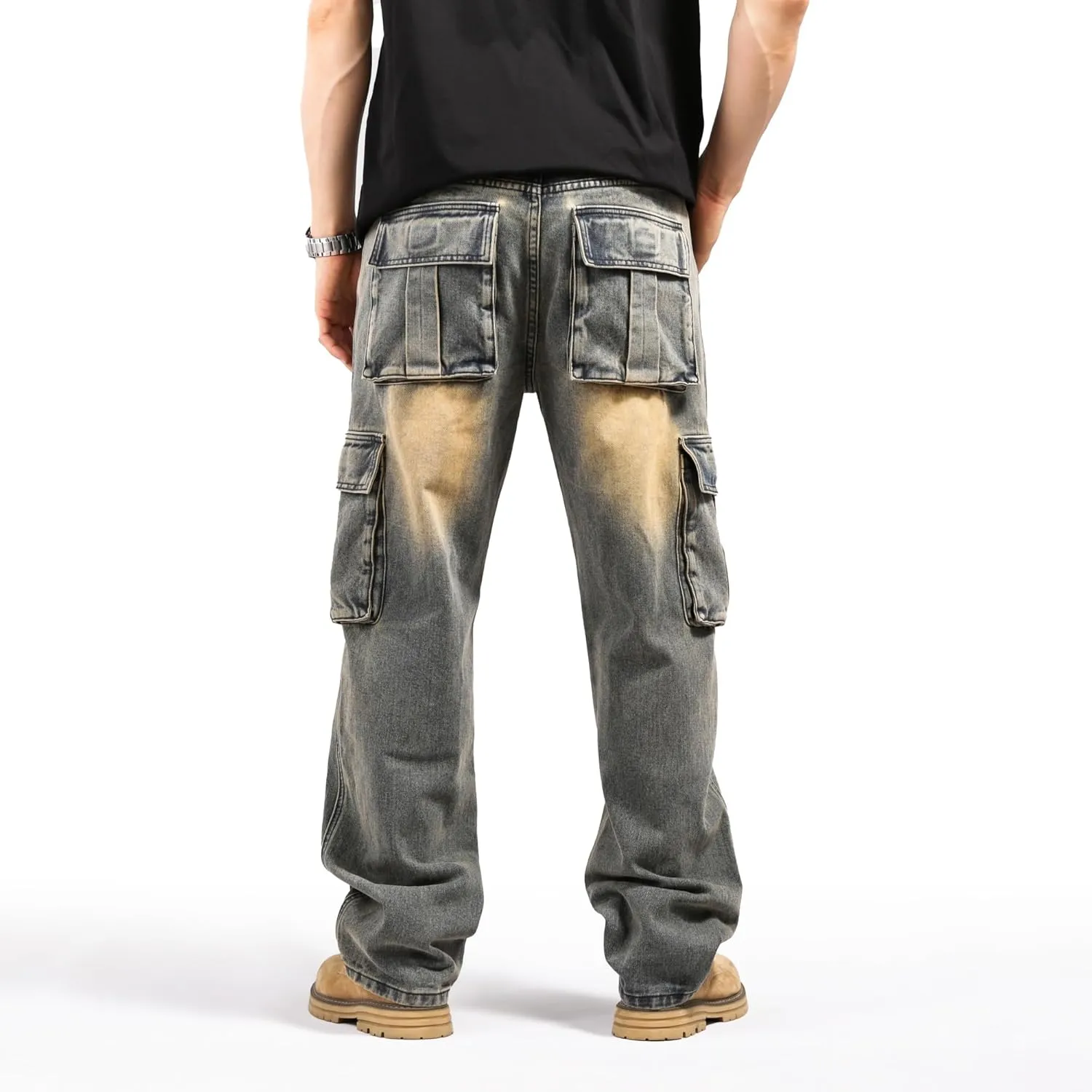 LUOBANIU Men's Baggy Jeans Hip Hop Loose fit 90s Vintage Cargo Denim Fashion Dance Skater Skateboard Pants
