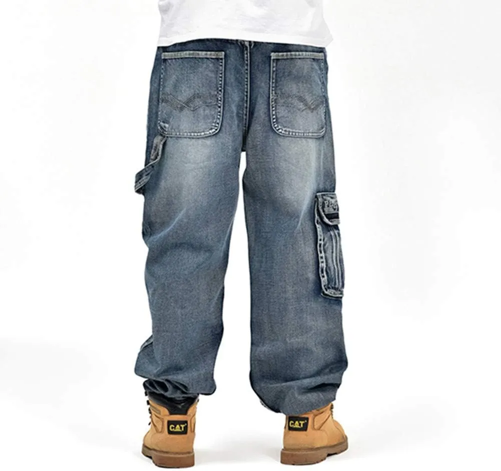 LUOBANIU Men's Baggy Jeans Hip Hop Loose fit 90s Vintage Cargo Denim Fashion Dance Skater Skateboard Pants