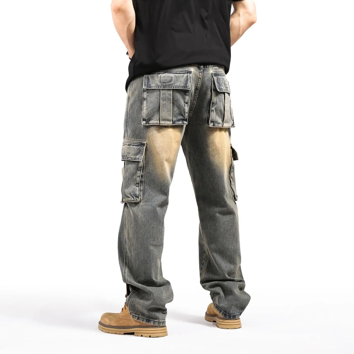LUOBANIU Men's Baggy Jeans Hip Hop Loose fit 90s Vintage Cargo Denim Fashion Dance Skater Skateboard Pants