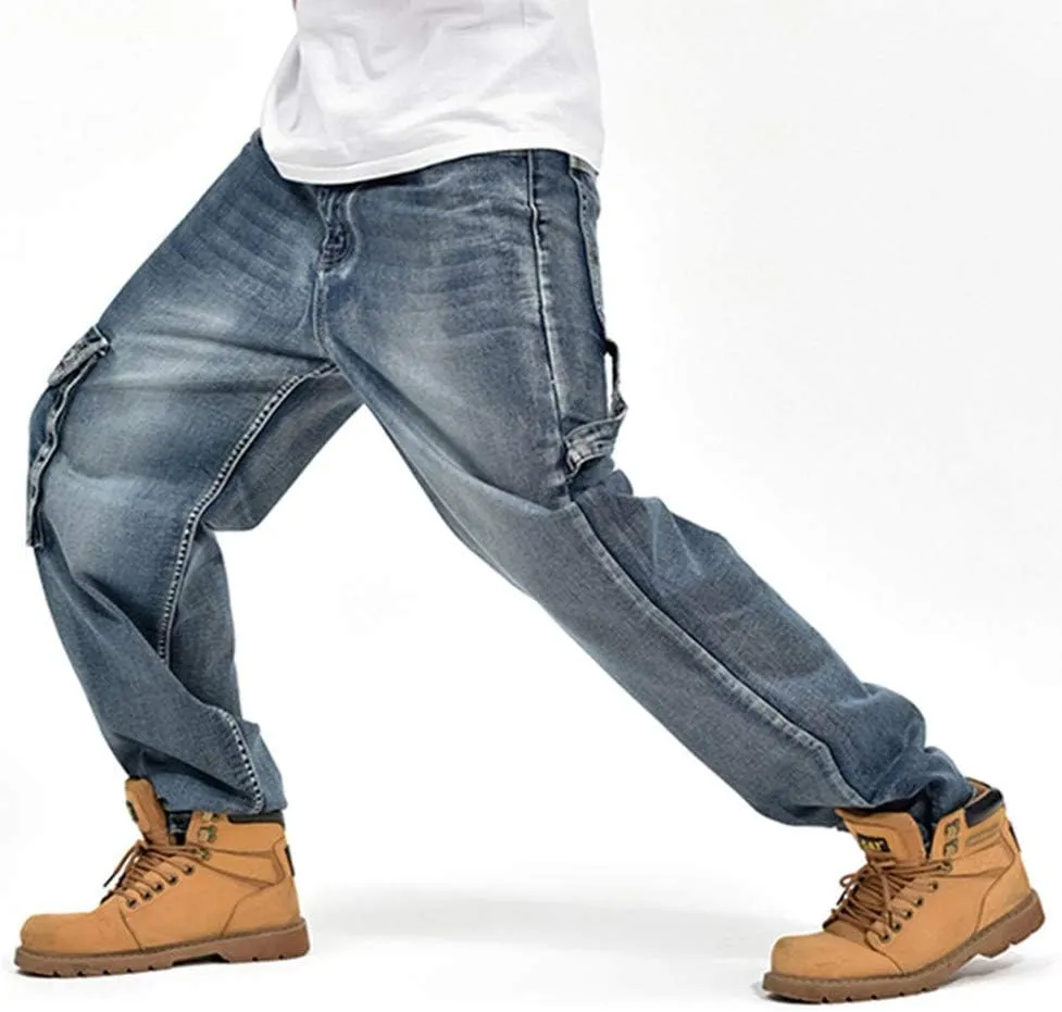LUOBANIU Men's Baggy Jeans Hip Hop Loose fit 90s Vintage Cargo Denim Fashion Dance Skater Skateboard Pants