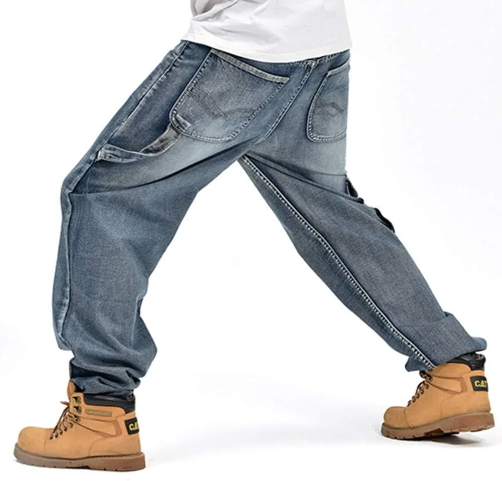 LUOBANIU Men's Baggy Jeans Hip Hop Loose fit 90s Vintage Cargo Denim Fashion Dance Skater Skateboard Pants
