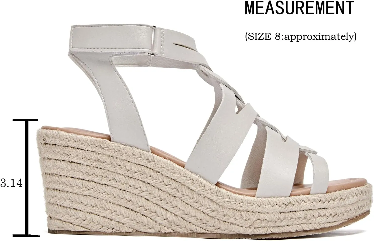 Luoika Women's Wide Width Wedge Sandals, Espadrille Wedge Pump Heel Platform Ankle Strap Open Toe Women's Sandal Concise Casual Summer Shoes.