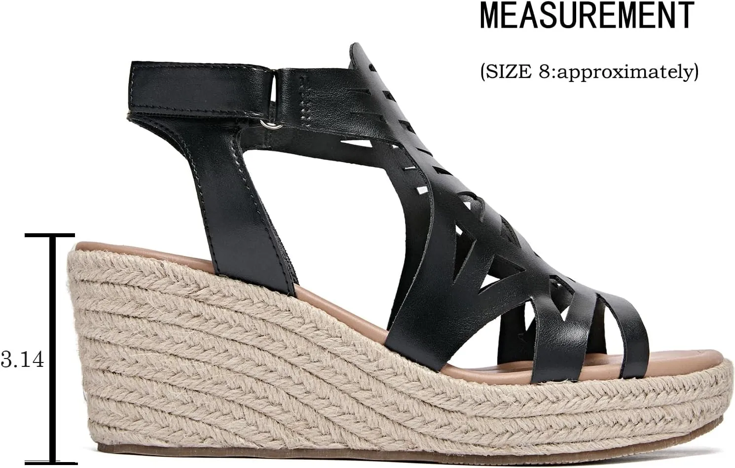 Luoika Women's Wide Width Wedge Sandals, Espadrille Wedge Pump Heel Platform Ankle Strap Open Toe Women's Sandal Concise Casual Summer Shoes.