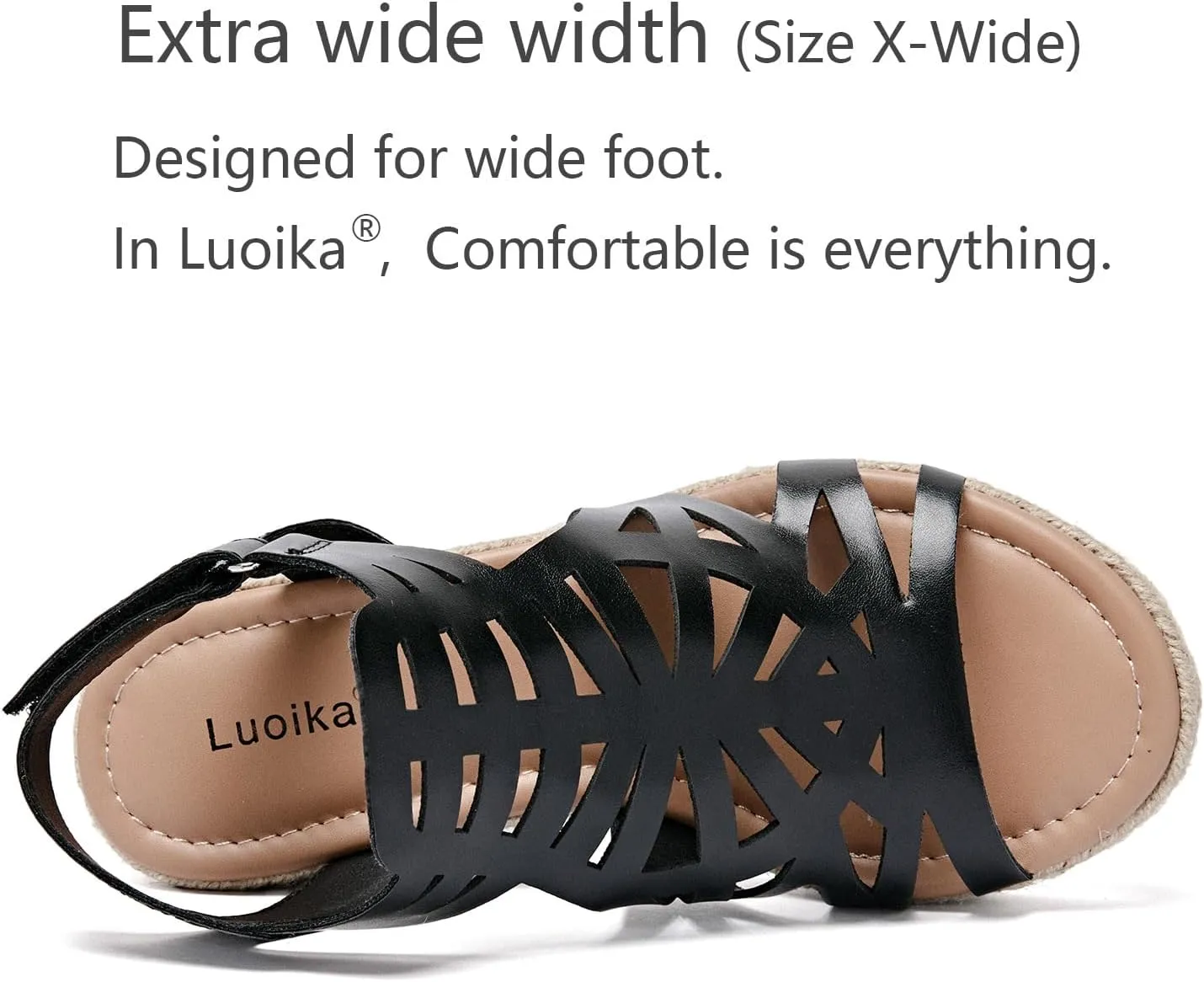 Luoika Women's Wide Width Wedge Sandals, Espadrille Wedge Pump Heel Platform Ankle Strap Open Toe Women's Sandal Concise Casual Summer Shoes.