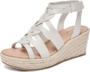 Luoika Women's Wide Width Wedge Sandals, Espadrille Wedge Pump Heel Platform Ankle Strap Open Toe Women's Sandal Concise Casual Summer Shoes.