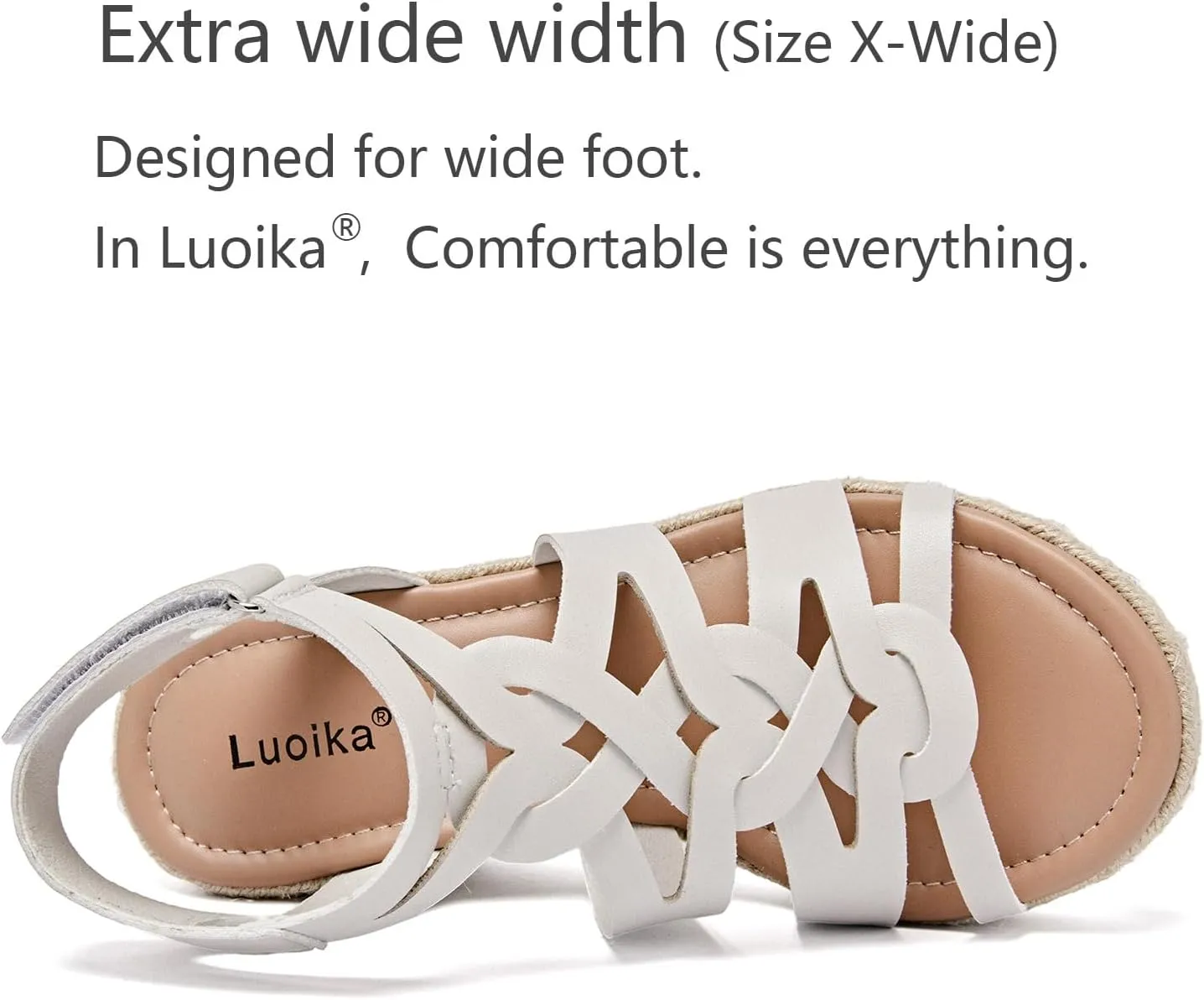 Luoika Women's Wide Width Wedge Sandals, Espadrille Wedge Pump Heel Platform Ankle Strap Open Toe Women's Sandal Concise Casual Summer Shoes.