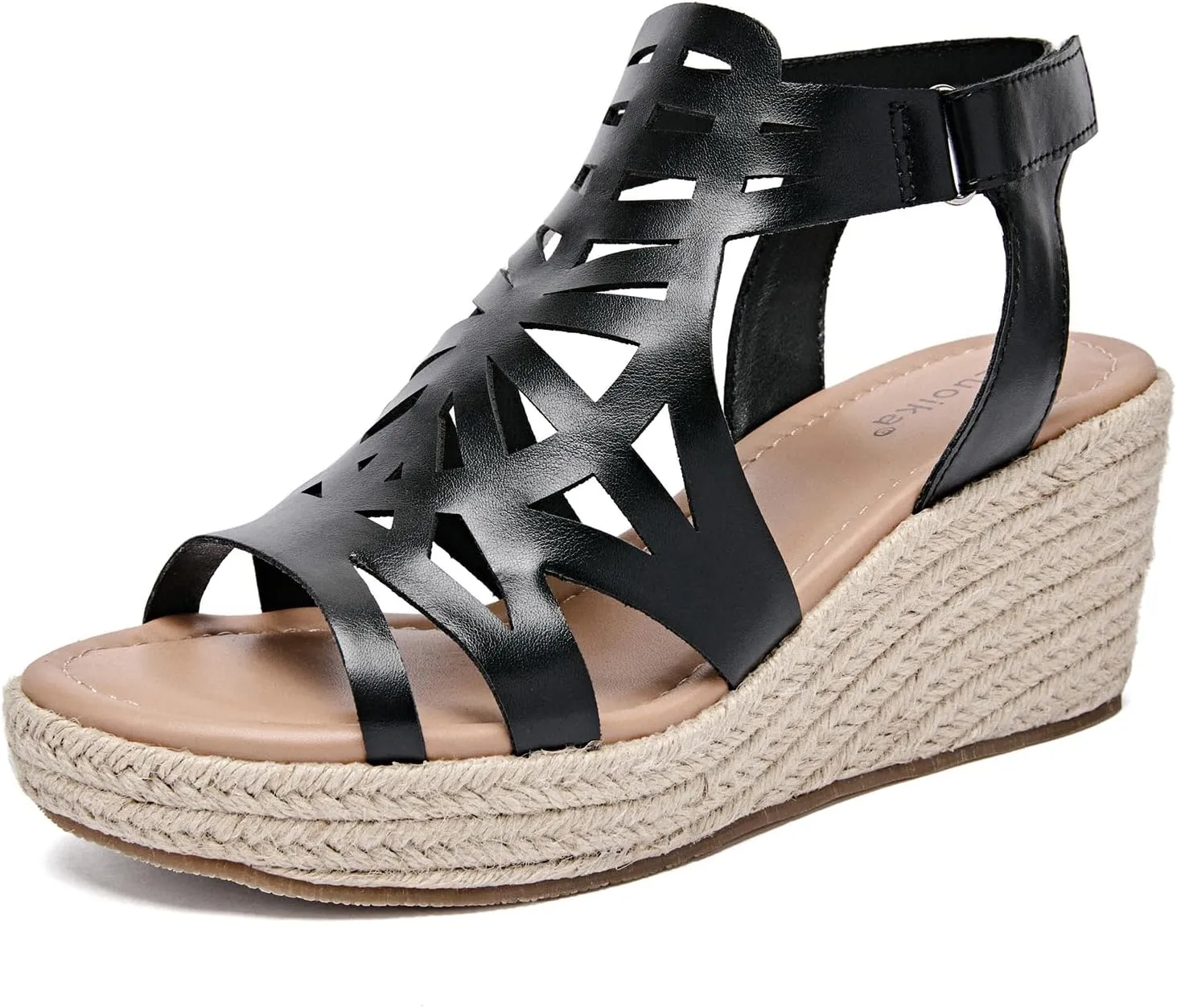 Luoika Women's Wide Width Wedge Sandals, Espadrille Wedge Pump Heel Platform Ankle Strap Open Toe Women's Sandal Concise Casual Summer Shoes.
