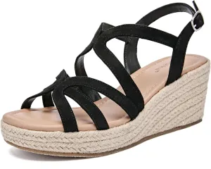 Luoika Women's Wide Width Wedge Sandals, Platform Ankle Strap Open Toe Espadrille Wedge Pump Heel Women's Sandals Concise Casual Summer Shoes.
