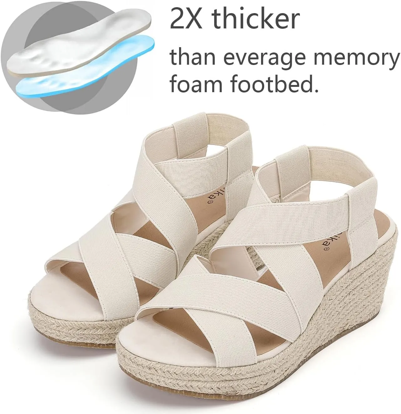 Luoika Women's Wide Width Wedge Sandals, Platform Ankle Strap Open Toe Espadrille Wedge Pump Heel Women's Sandals Concise Casual Summer Shoes.