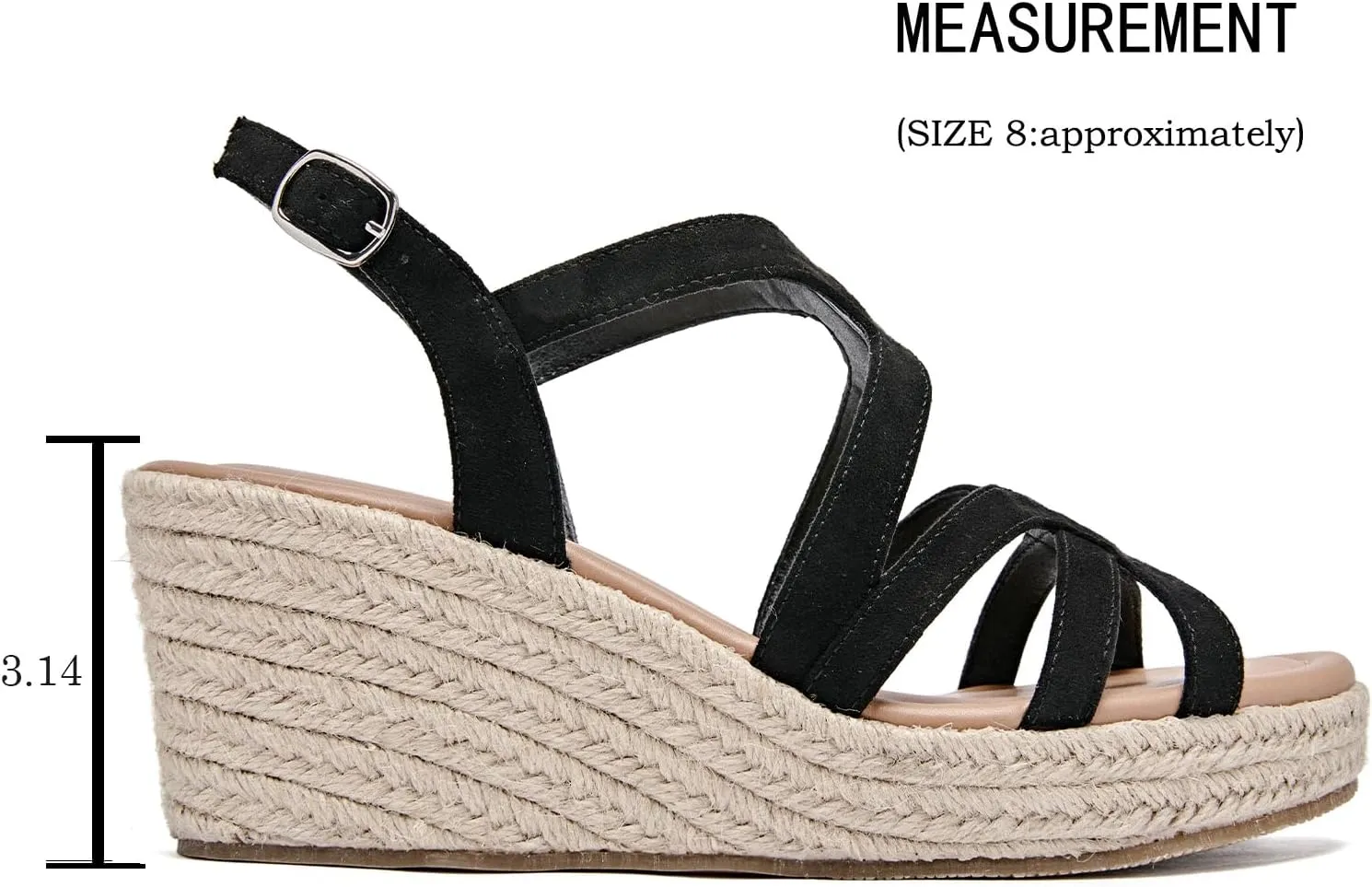 Luoika Women's Wide Width Wedge Sandals, Platform Ankle Strap Open Toe Espadrille Wedge Pump Heel Women's Sandals Concise Casual Summer Shoes.