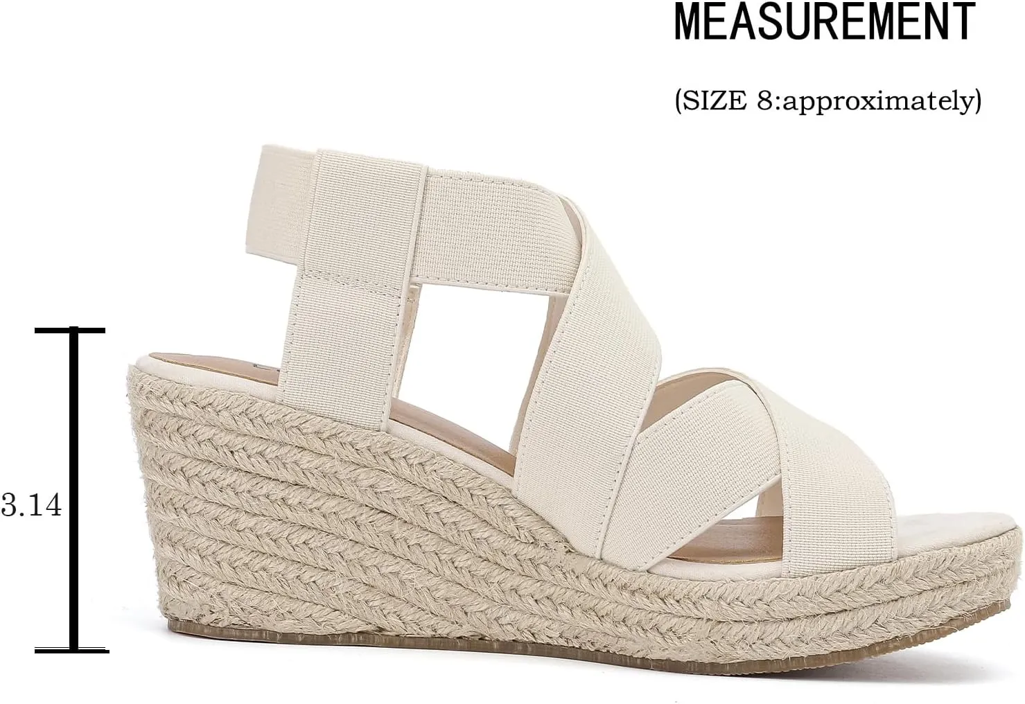Luoika Women's Wide Width Wedge Sandals, Platform Ankle Strap Open Toe Espadrille Wedge Pump Heel Women's Sandals Concise Casual Summer Shoes.