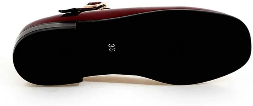 LUXMAX Womens Patent Leather Mary Jane Flats Square Toe Pumps