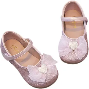 Mary Jane Flat Shoes for Preschool Girls Wedding Flowers Sparkling Princess Children's Shoes Ballet Shoes for Preschool Children