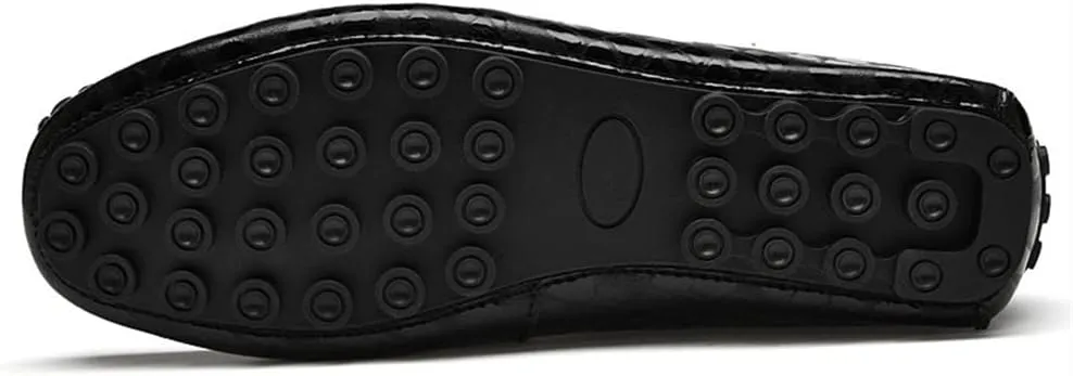 MCMUS Smoking Loafer for Men Driving Moccasins Loafers Faux Crocodile Embossed Leather Flat Heel Anti-Slip Resistant Flexible Casual Slip On for Any Attire