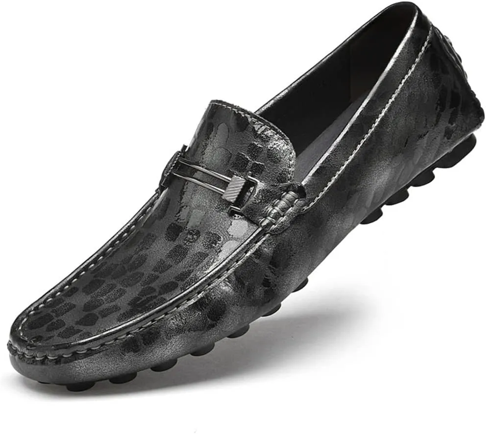 MCMUS Smoking Loafer for Men Driving Moccasins Loafers Faux Crocodile Embossed Leather Flat Heel Anti-Slip Resistant Flexible Casual Slip On for Any Attire