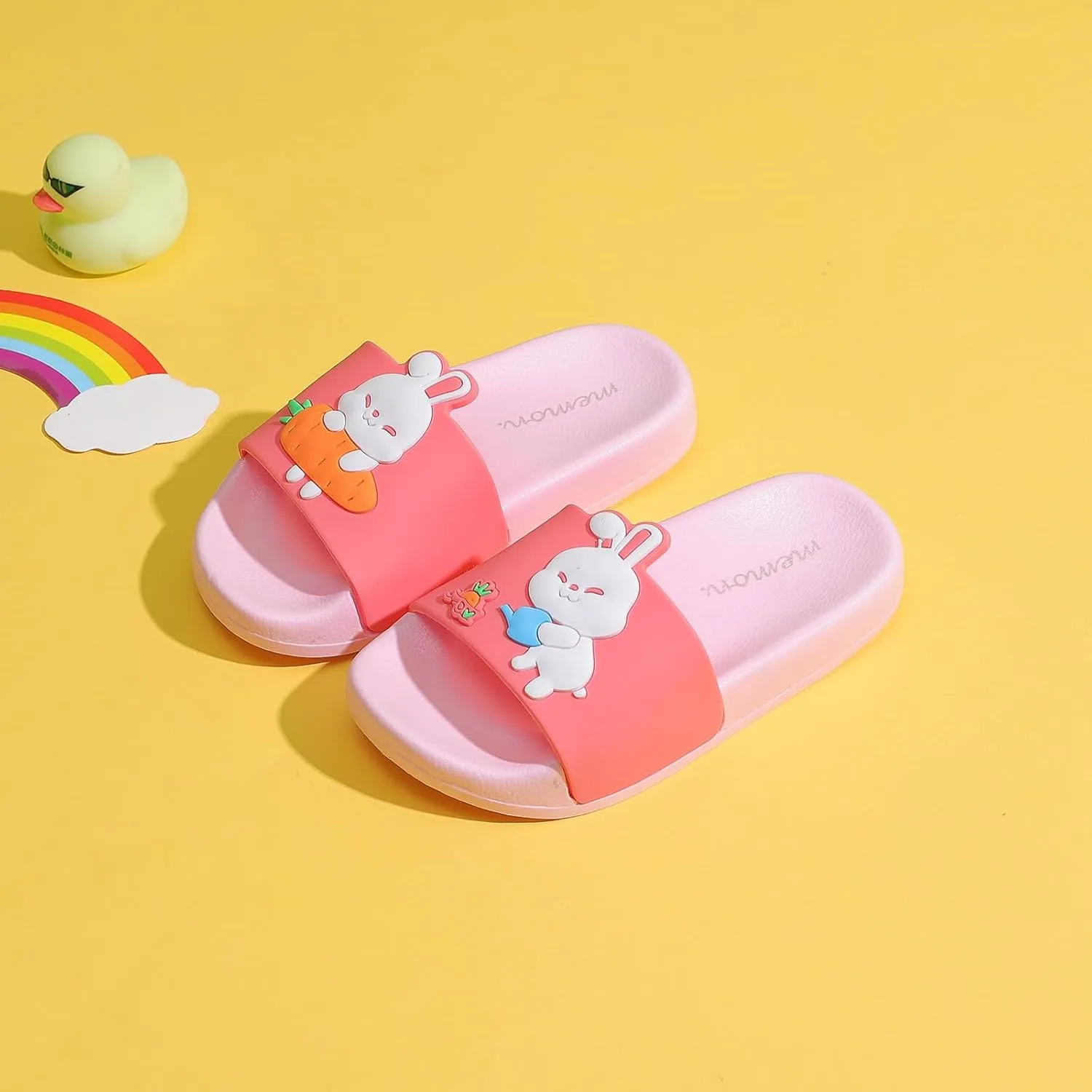 MEMON Toddler Little Kids Dinosaur Beach/Pool/Shower Slides/Anti-Skid Home Bath Slippers/Cute Summer Outdoor Shoes for Girls and Boys