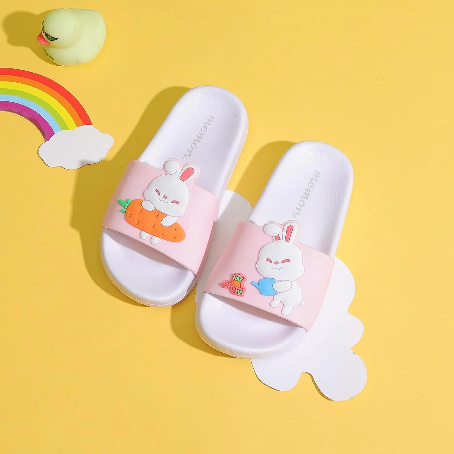MEMON Toddler Little Kids Dinosaur Beach/Pool/Shower Slides/Anti-Skid Home Bath Slippers/Cute Summer Outdoor Shoes for Girls and Boys