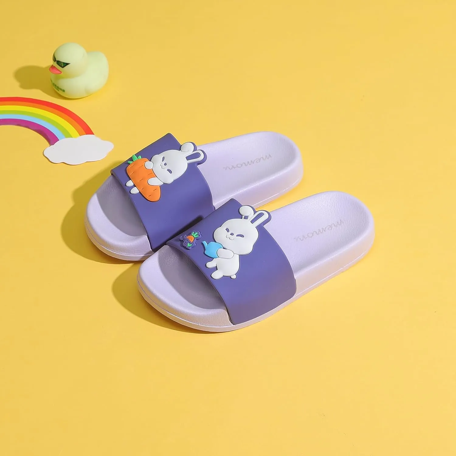 MEMON Toddler Little Kids Dinosaur Beach/Pool/Shower Slides/Anti-Skid Home Bath Slippers/Cute Summer Outdoor Shoes for Girls and Boys
