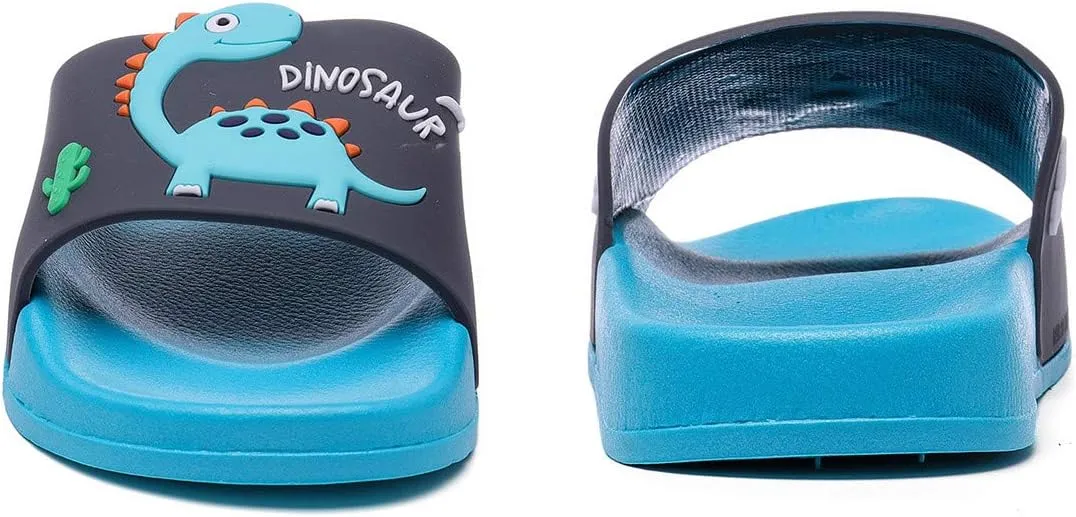 MEMON Toddler Little Kids Dinosaur Beach/Pool/Shower Slides/Anti-Skid Home Bath Slippers/Cute Summer Outdoor Shoes for Girls and Boys