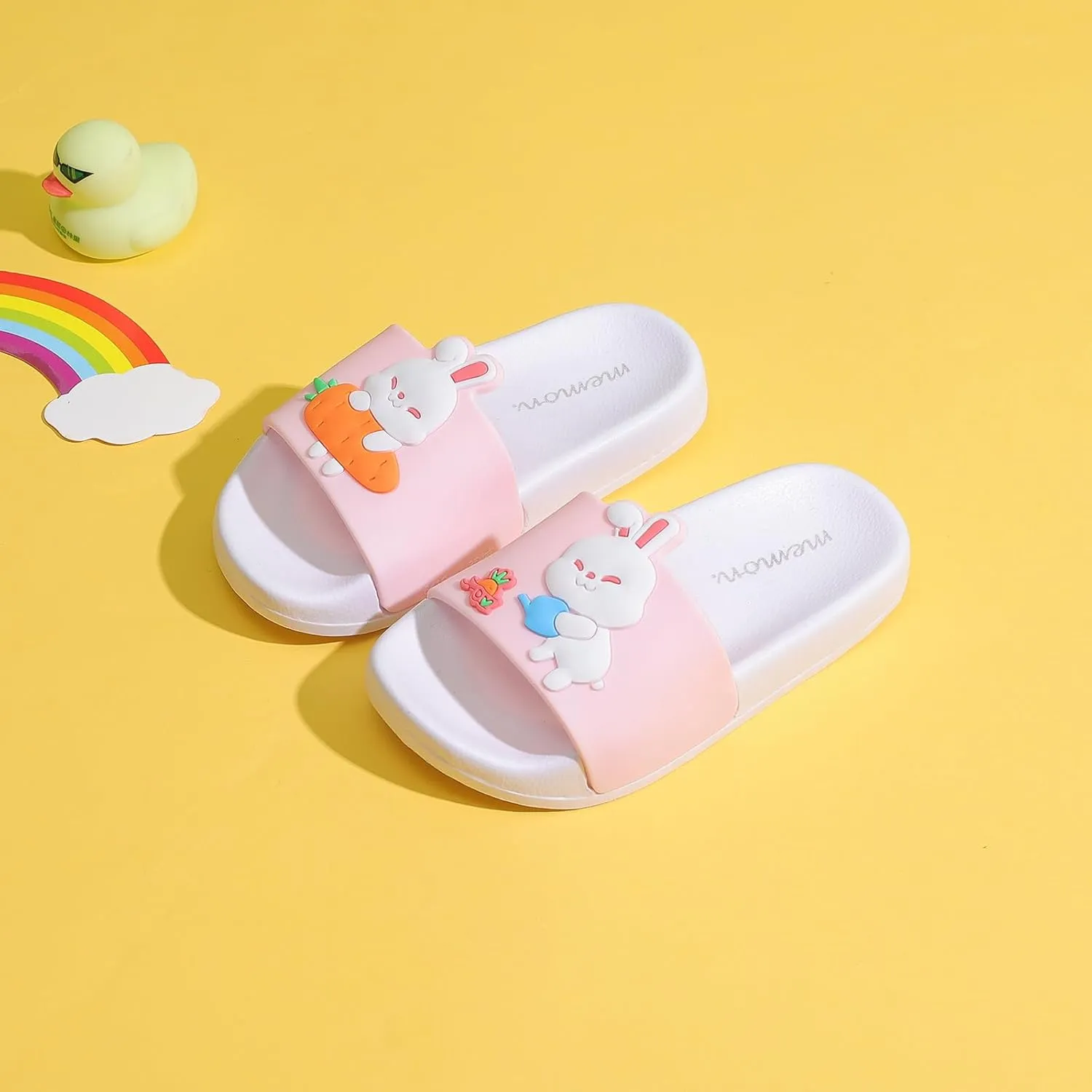 MEMON Toddler Little Kids Dinosaur Beach/Pool/Shower Slides/Anti-Skid Home Bath Slippers/Cute Summer Outdoor Shoes for Girls and Boys