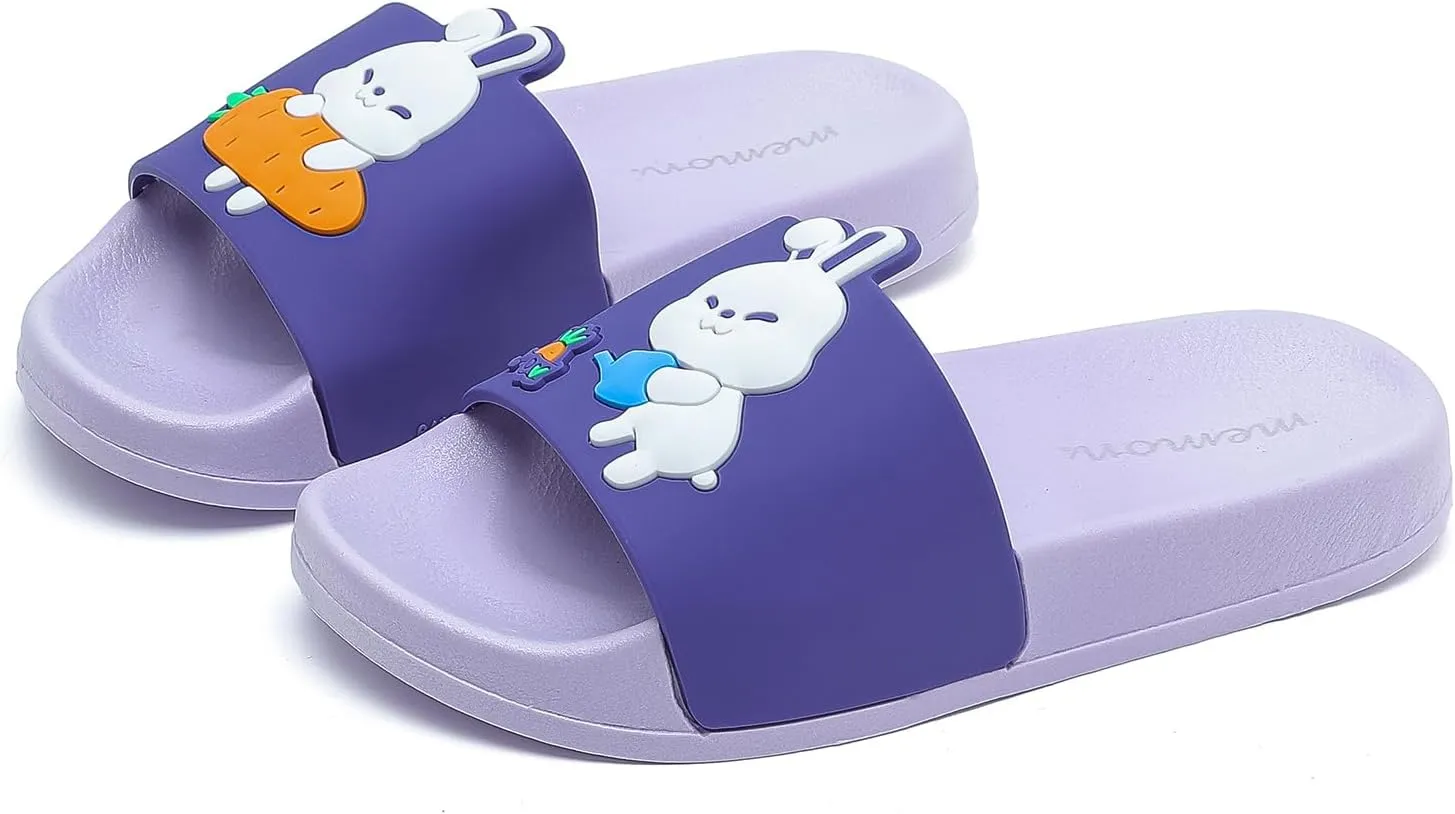 MEMON Toddler Little Kids Dinosaur Beach/Pool/Shower Slides/Anti-Skid Home Bath Slippers/Cute Summer Outdoor Shoes for Girls and Boys