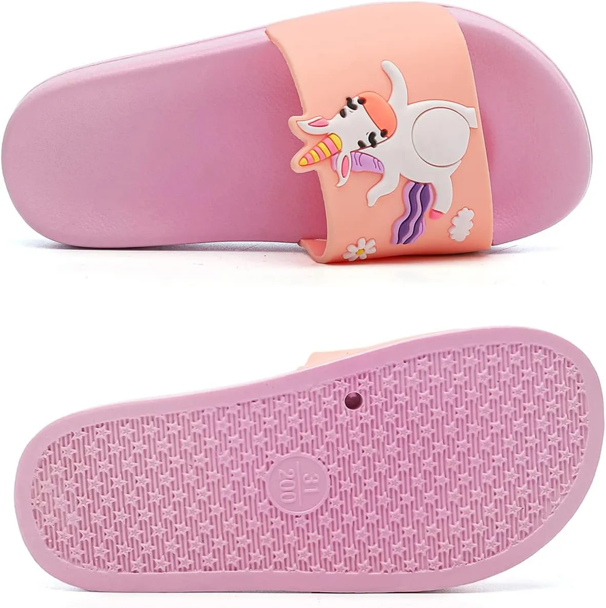 MEMON Toddler Little Kids Dinosaur Beach/Pool/Shower Slides/Anti-Skid Home Bath Slippers/Cute Summer Outdoor Shoes for Girls and Boys