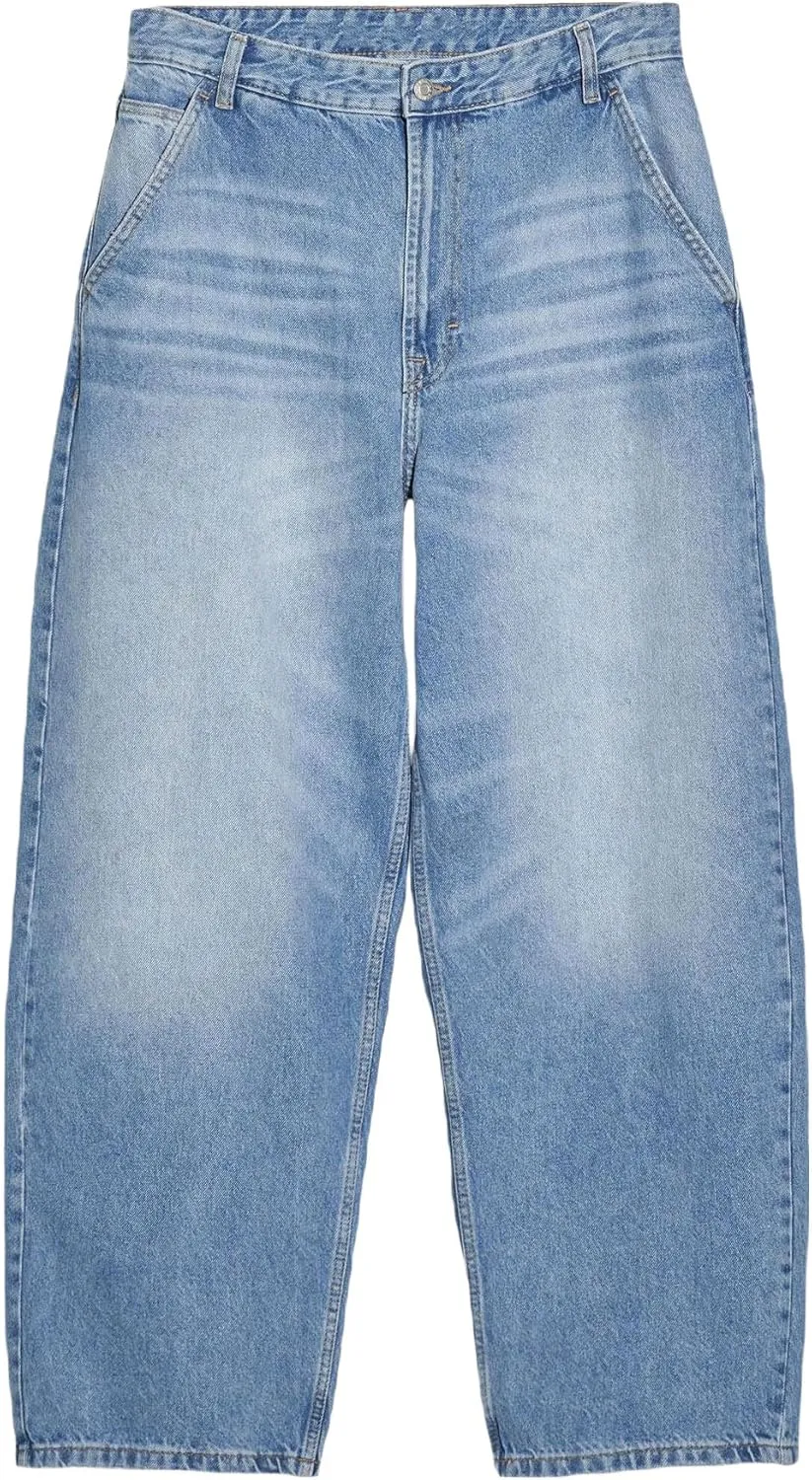 Men Grunge Jeans Vintage Baggy Wide Leg Hip Hop Skater Denim Pants Fashion Casual Loose Fit Trousers Streetwear