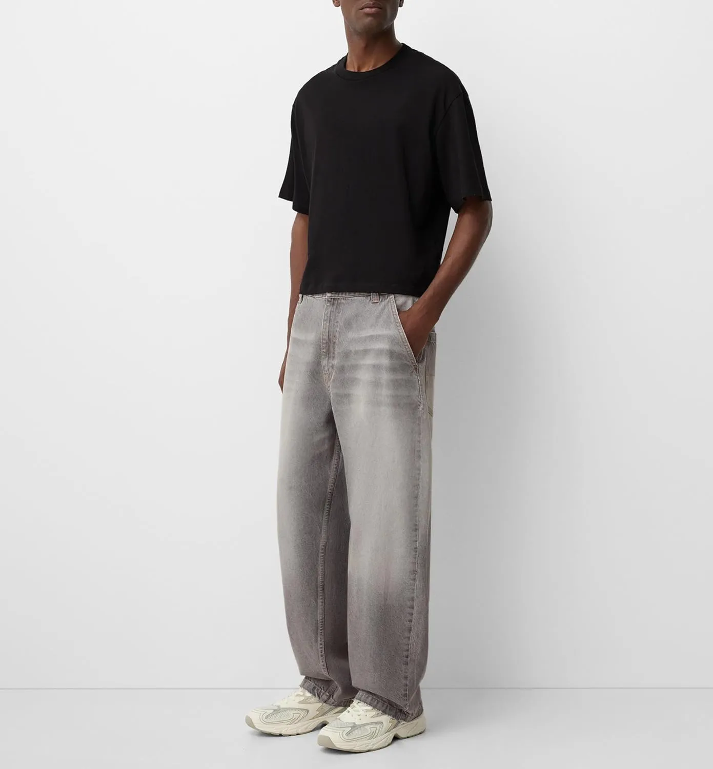 Men Grunge Jeans Vintage Baggy Wide Leg Hip Hop Skater Denim Pants Fashion Casual Loose Fit Trousers Streetwear