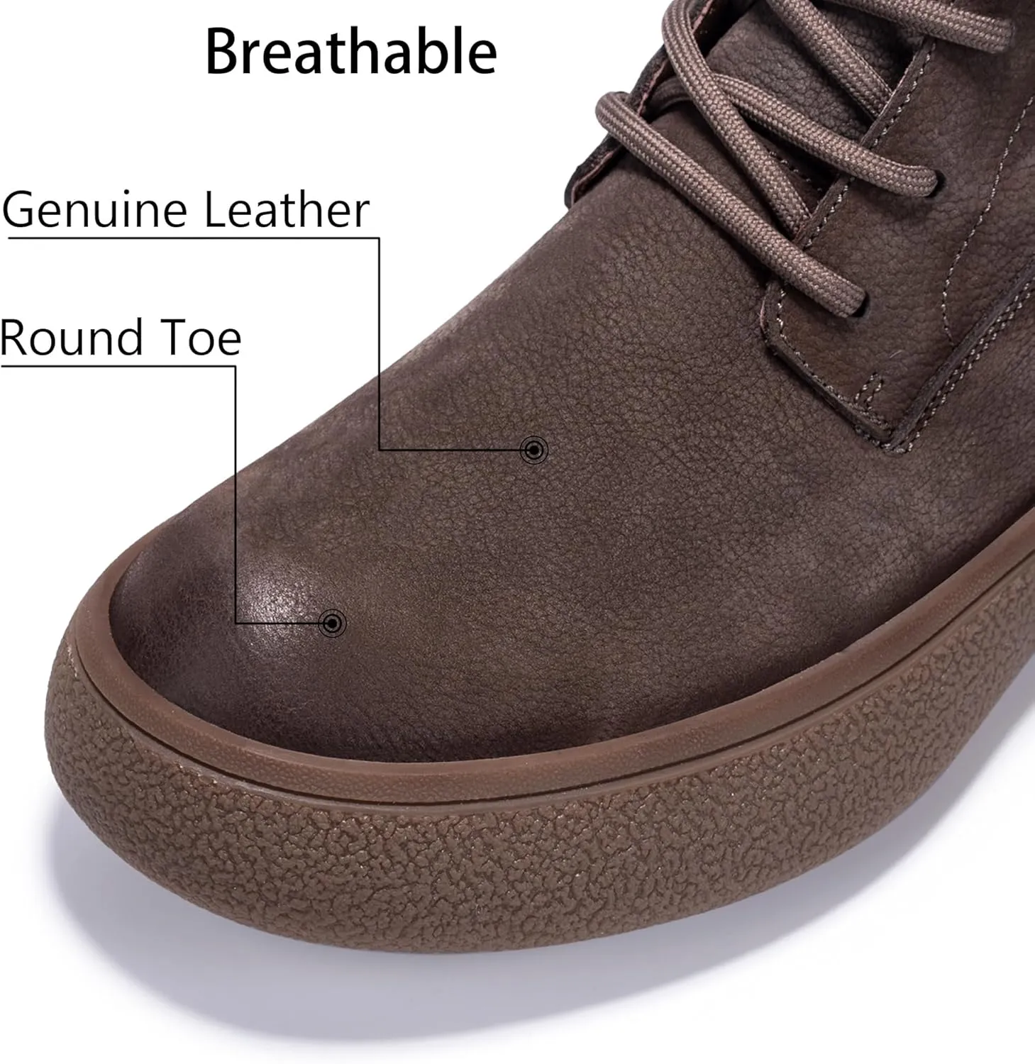 Men Lace Up Cowboy Boots, Genuine Leather Casual Fashion Wide Comfortable Durable Western Chelsea Chukka Boots, Round Toe Non-Slip Oxford Rubber Work Shoes Retro Stylich