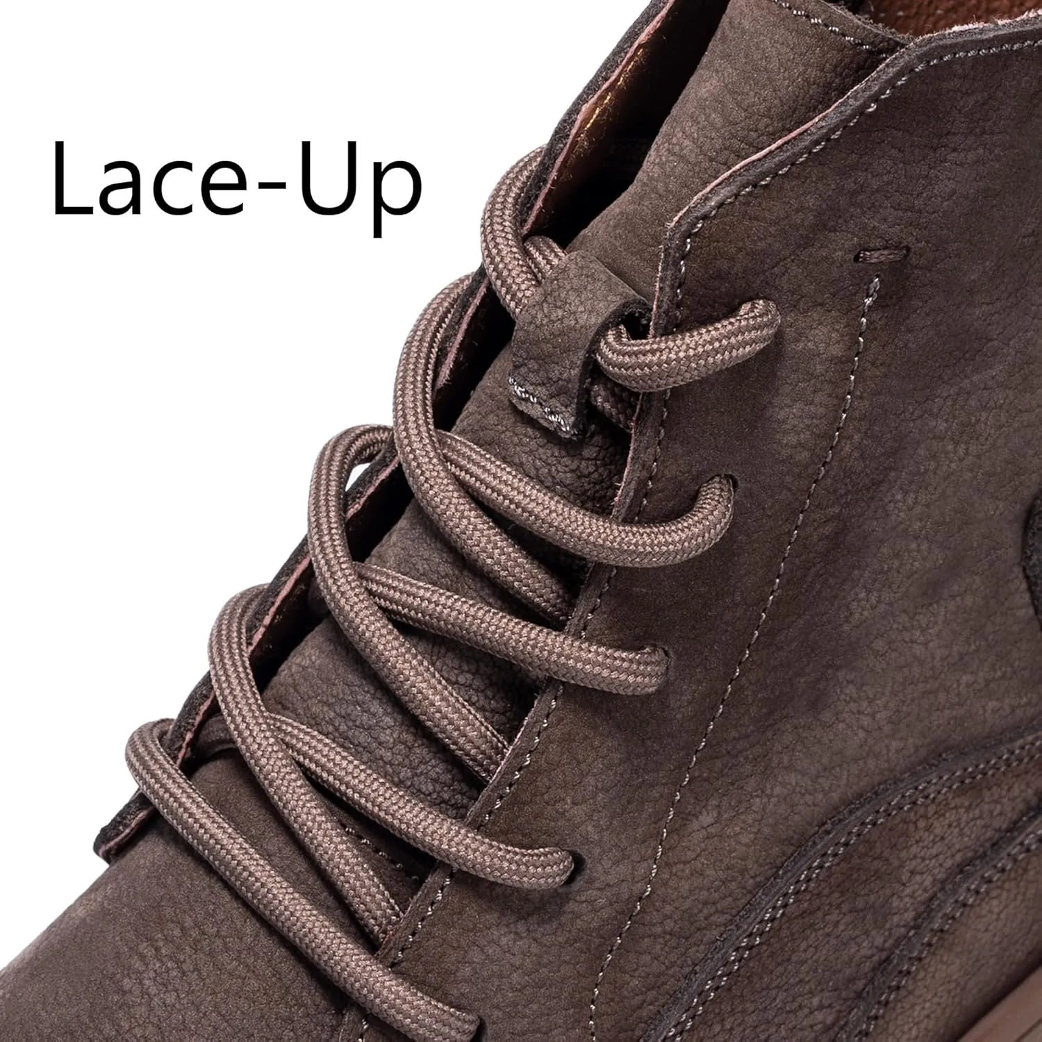 Men Lace Up Cowboy Boots, Genuine Leather Casual Fashion Wide Comfortable Durable Western Chelsea Chukka Boots, Round Toe Non-Slip Oxford Rubber Work Shoes Retro Stylich
