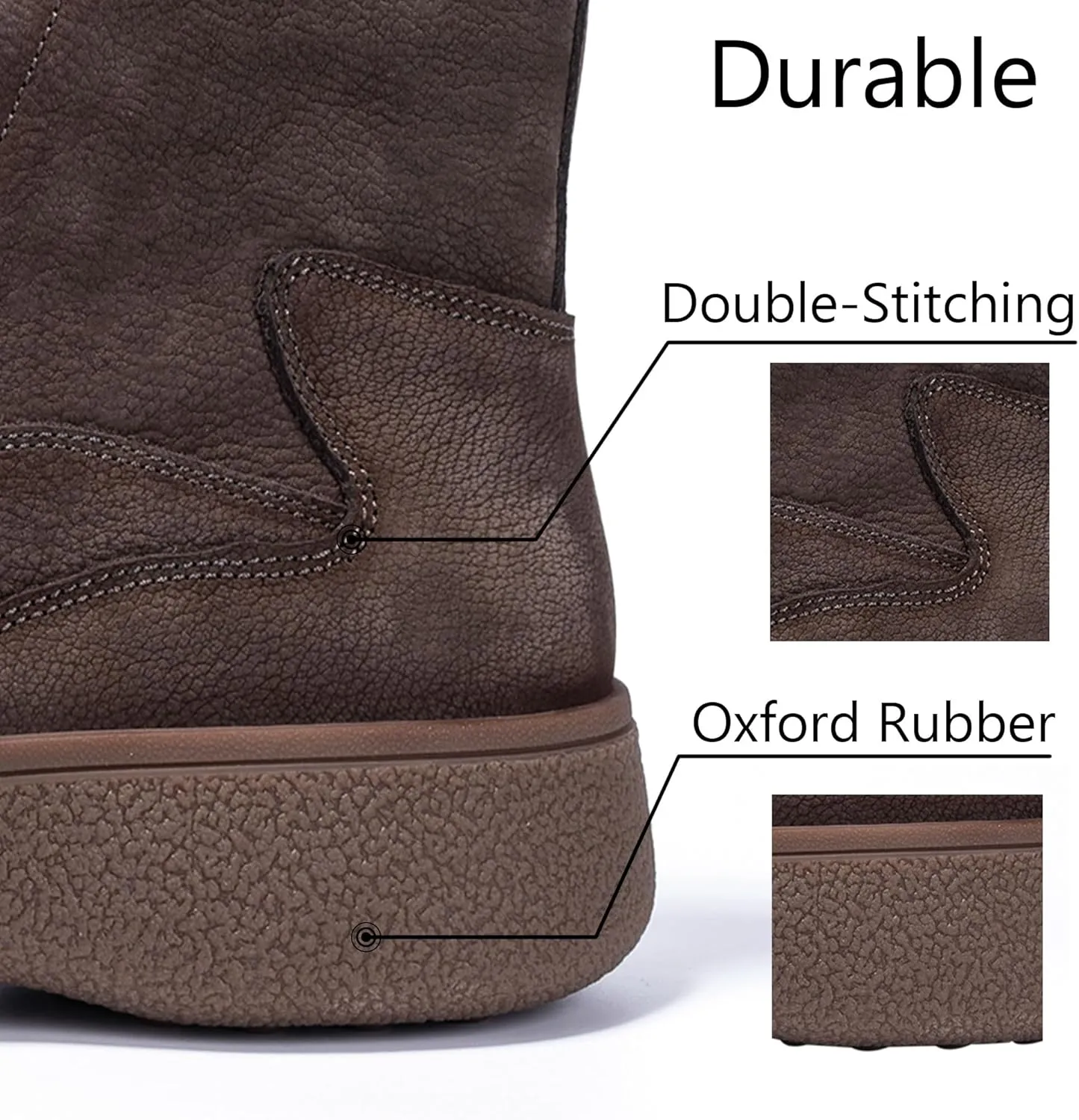 Men Lace Up Cowboy Boots, Genuine Leather Casual Fashion Wide Comfortable Durable Western Chelsea Chukka Boots, Round Toe Non-Slip Oxford Rubber Work Shoes Retro Stylich