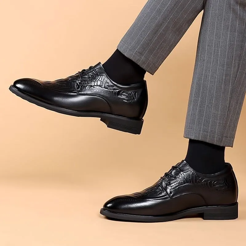 Men Leather Dress Shoes, Handmade Shoes PU Leather Male Oxford Italian Classic Vintage Lace-up Men's Brogue Shoes Oxford