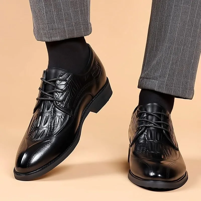 Men Leather Dress Shoes, Handmade Shoes PU Leather Male Oxford Italian Classic Vintage Lace-up Men's Brogue Shoes Oxford