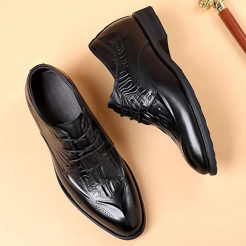 Men Leather Dress Shoes, Handmade Shoes PU Leather Male Oxford Italian Classic Vintage Lace-up Men's Brogue Shoes Oxford