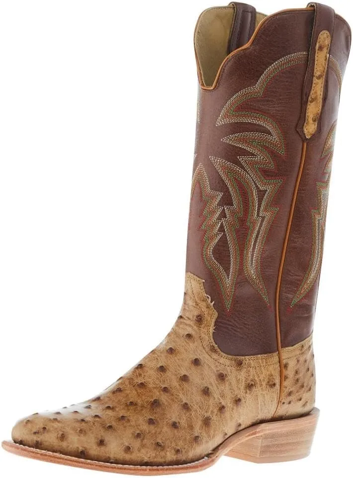 Men's Antique Saddle Full Quill Ostrich Round Toe 13in Sunset Tan Top